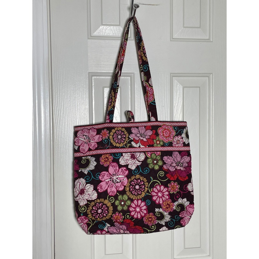 Bradley Plum Petals Floral Quilted Cotton Tote Bag Pink Purple Shoulder